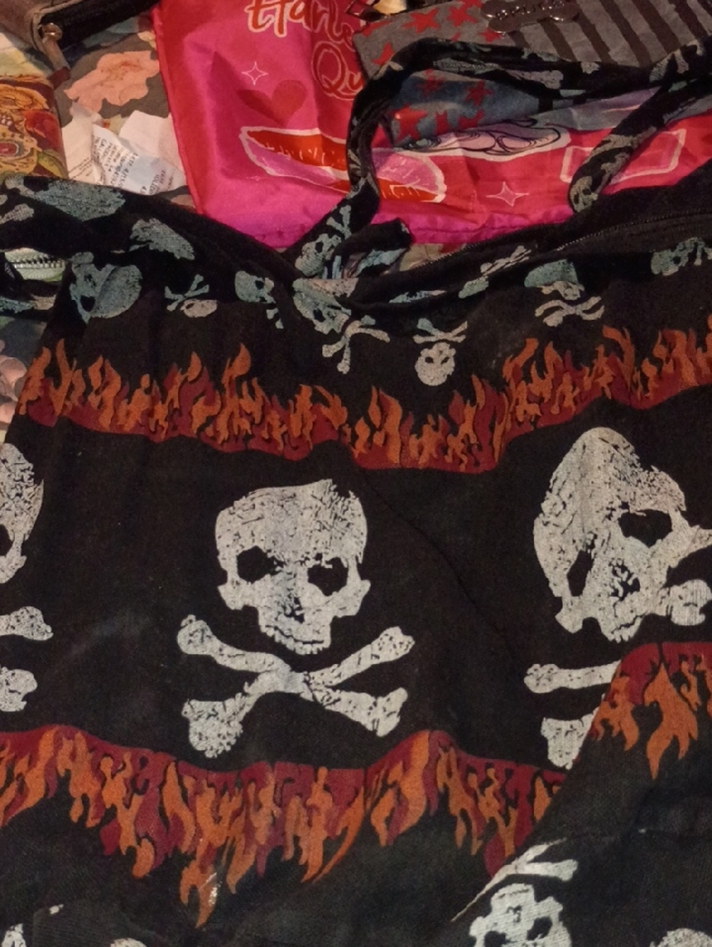 Othr Black Skull & Flame Hobo Bag